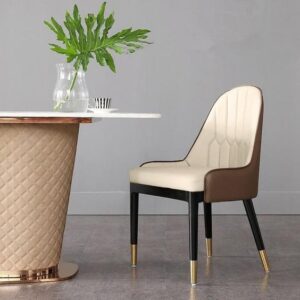 Luxurious Marble and PU Leather Dining Table - Set of 2 Chairs