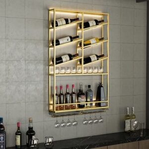 Industrial Wall Mounted Wine Rack with Bottle Rack -Black - Kitchen & Dining Furniture - Homary US